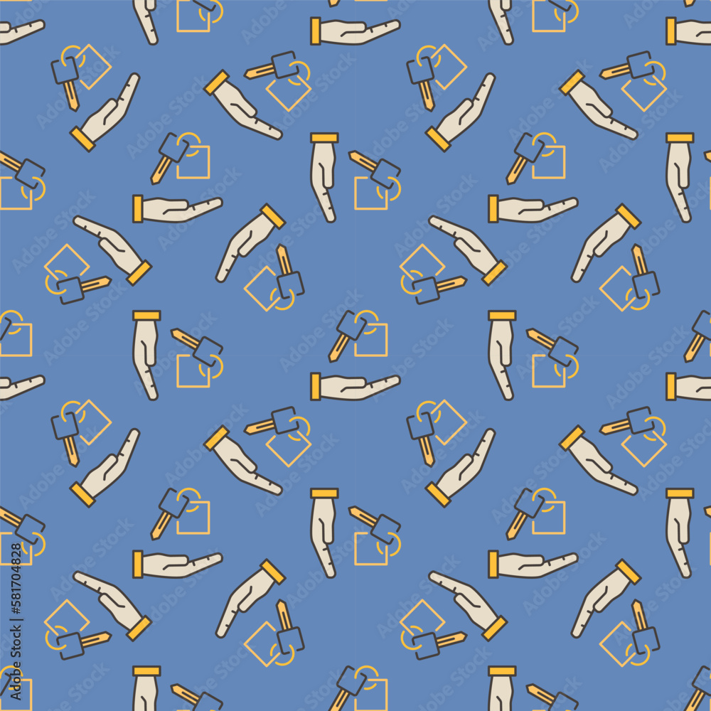 Obraz premium Hand and Car Key vector Car Sharing concept creative seamless pattern