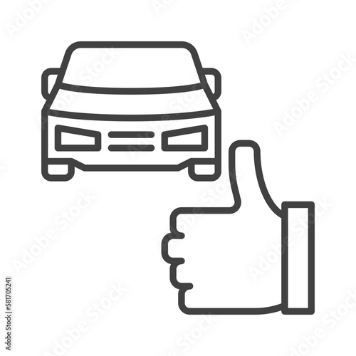 Thumbs Up with Car vector Car Sharing concept thin line icon