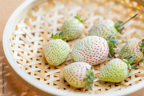 Strawberries arranged on a basket