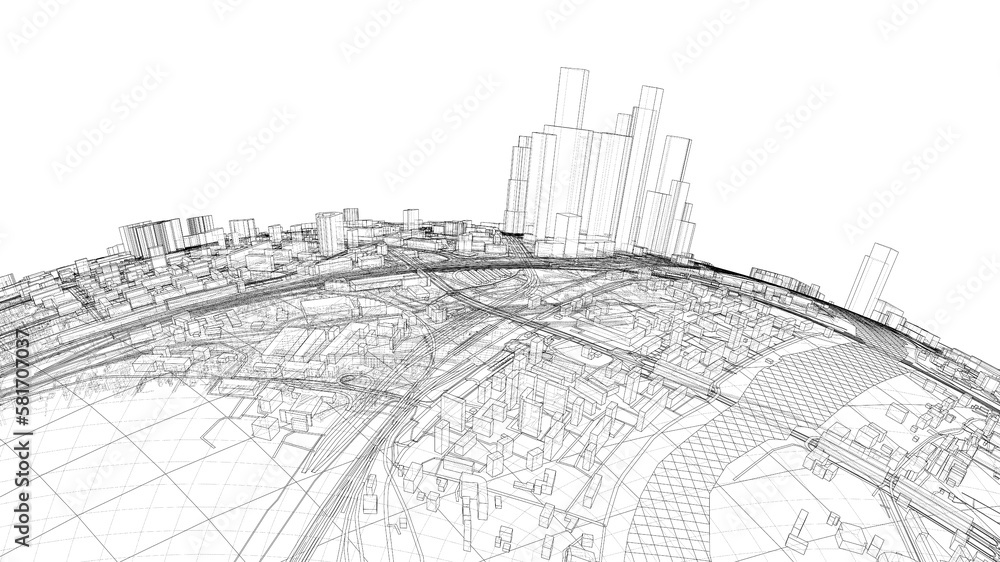 3d city sphere