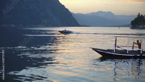 Long Take Tourist Boat Crossing Lake