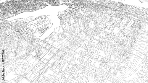 Cityscape Sketch. 3d illustration