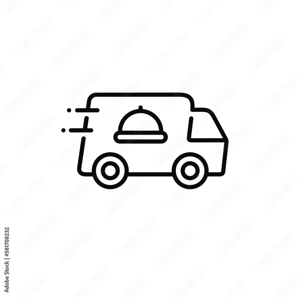 Food car line delivery icon isolated on white background Food car line delivery icon isolated on white background