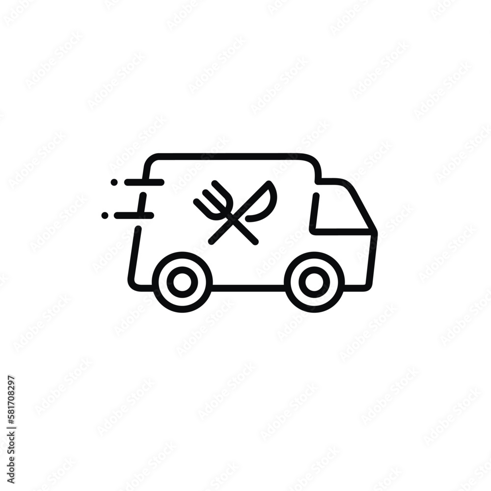 Food car line delivery icon isolated on white background Food car line delivery icon isolated on white background