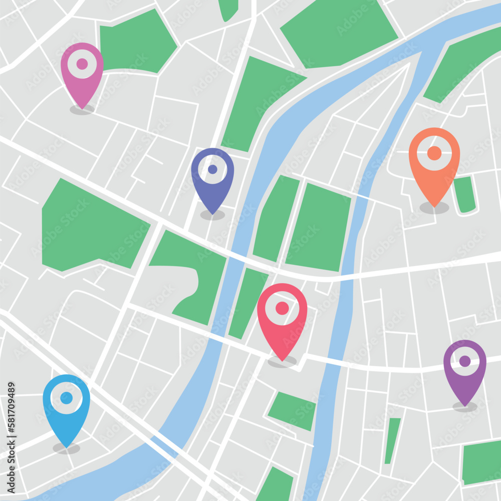 Map of the city with destination location point. Vector illustration. Map of the city with destination location point. Vector illustration.