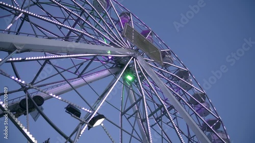Slow Motion Of Ferris Wheel In The Evening