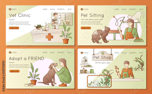 People With Pets Banners Set