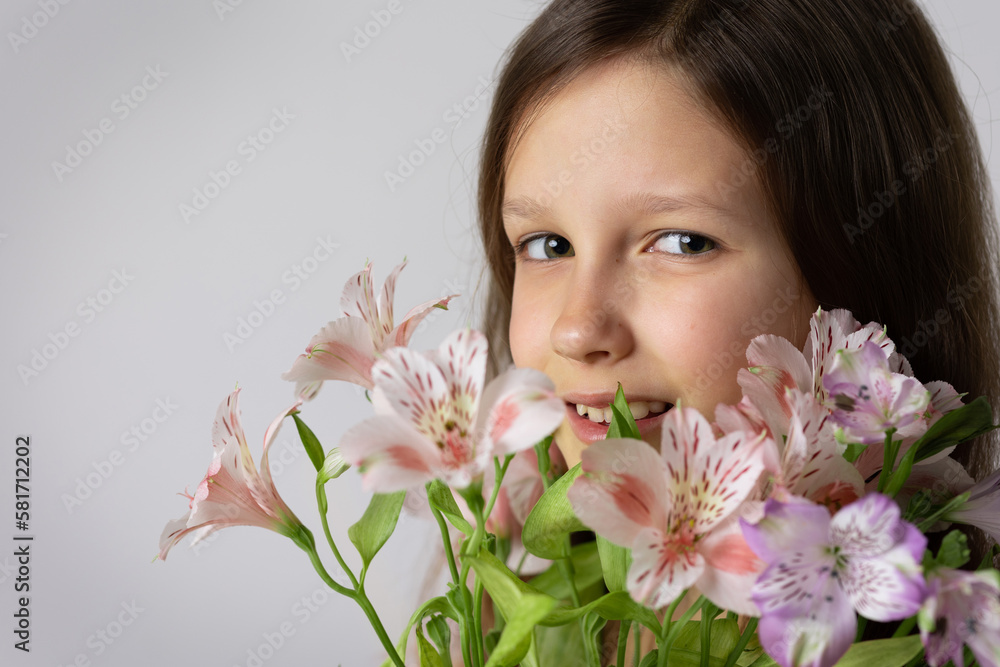 Portrait of girl with flowers