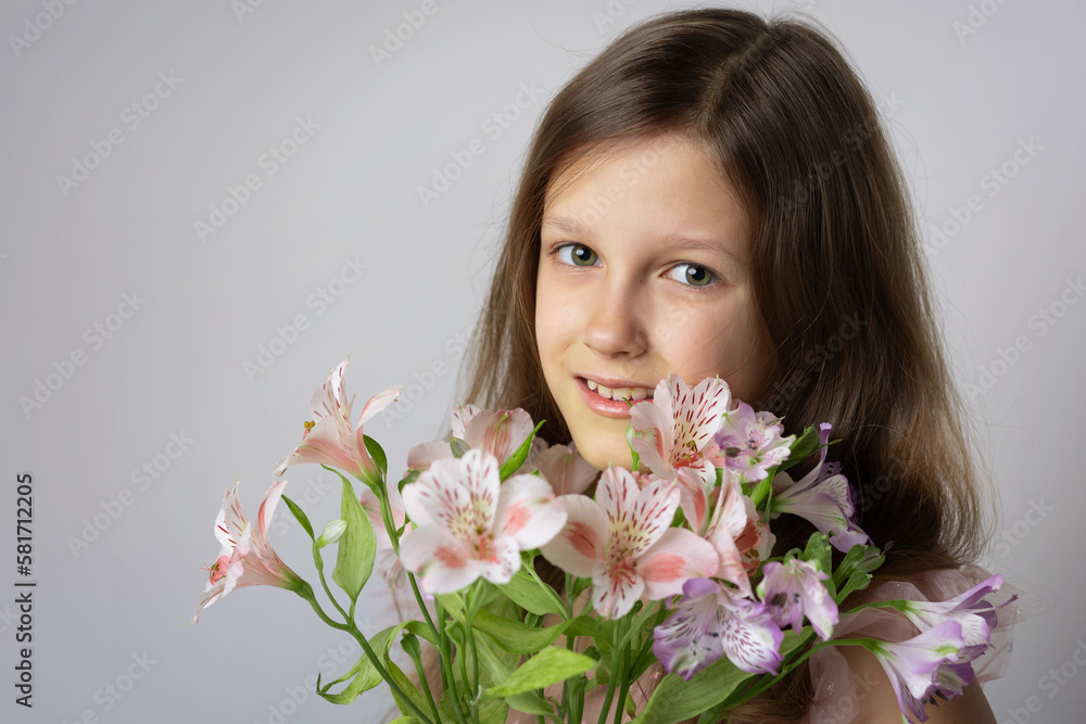 Portrait of girl with flowers Portrait of girl with flowers