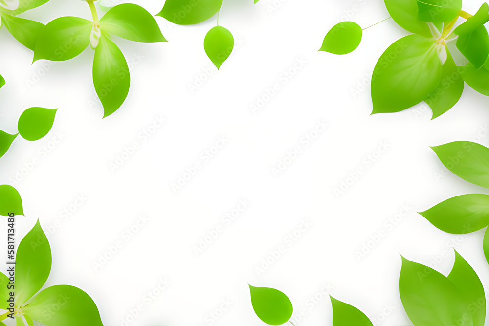 natural green leaves frame