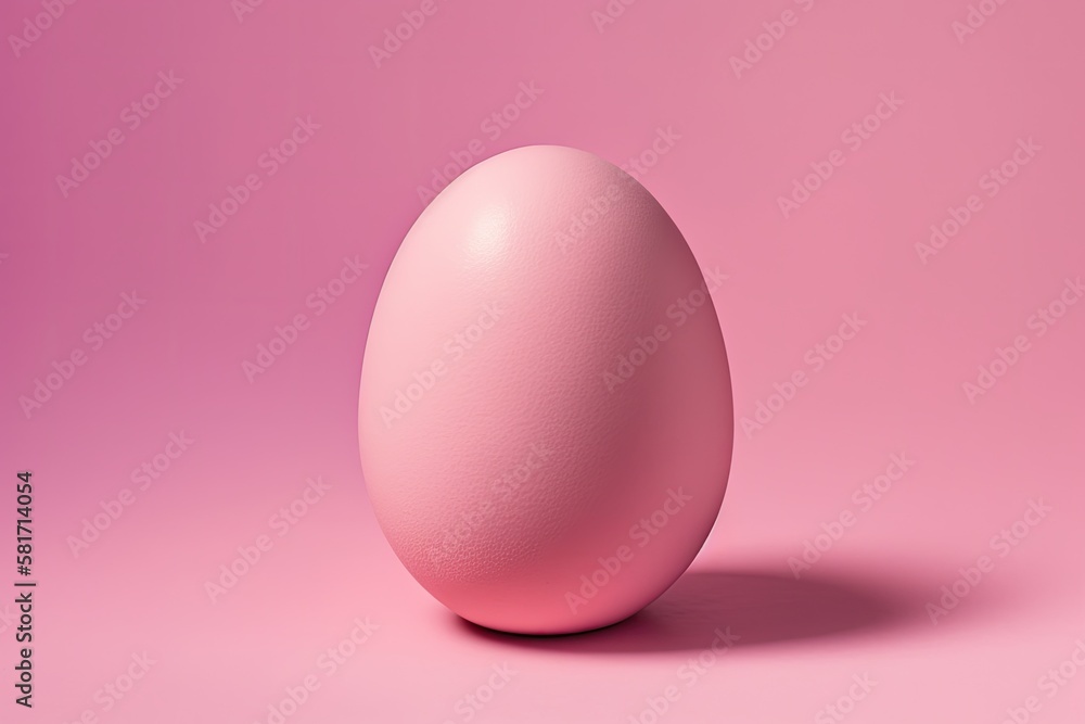 View of a pink egg on a pink background. Generative AI View of a pink egg on a pink background. Generative AI