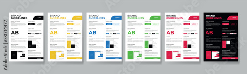 DIN A3 Brand Guideline Template Design, Brand Guideline Layout Set, Minimalist Brand Guidelines, Brand identity Template.