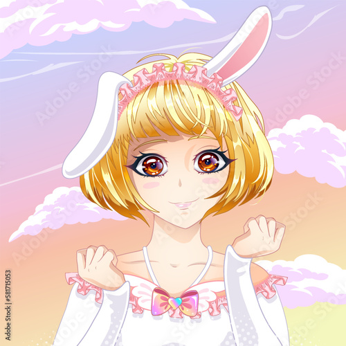 Cute portrait of a girl with banni ears.