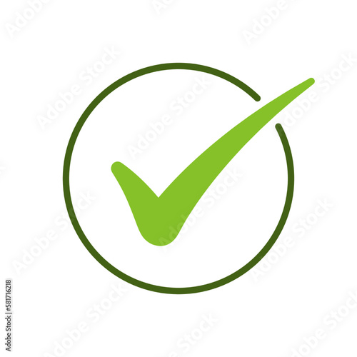 Check mark rounded symbol with circle. Vector stock illustration.