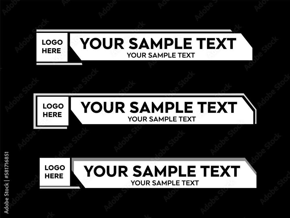 Lower third vector design with White shape overlay strip text video. News Lower Thirds Pack Template. Vector illustration.