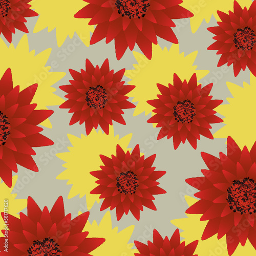 repeated milky flowers on a gray background