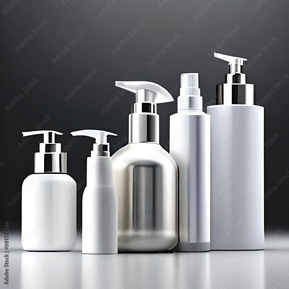 Obraz premium A group of plain white cosmetic bottles for graphic mockup