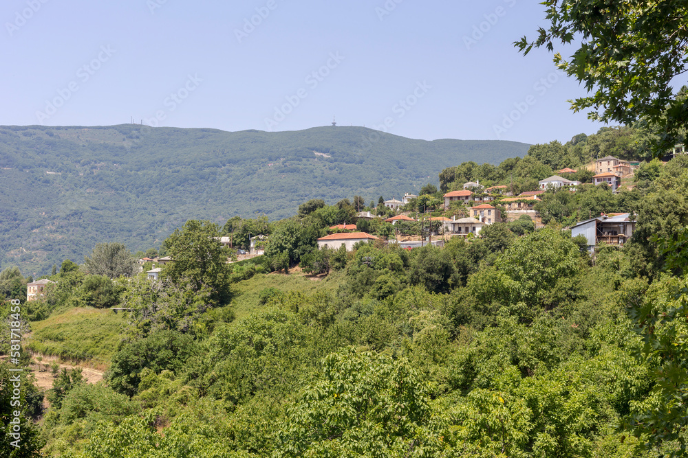 View of the mountains village (South Pelion, Prefecture of Magnesia, Greece)