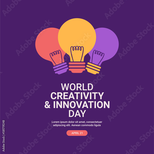 flat design world creativity and innovation day poster template