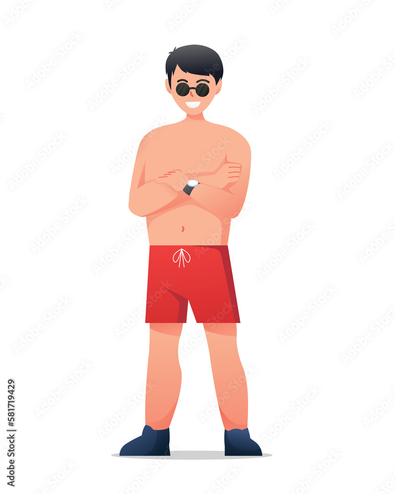 Characters man in swimwear summertime holidays Characters man in swimwear summertime holidays