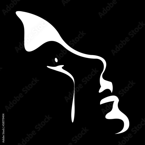 vector illustration of a female light and shadow face with tears flowing down her cheeks. victim of violence, domestic violence, abuse, harassment. stop violence against women. social poster, print.