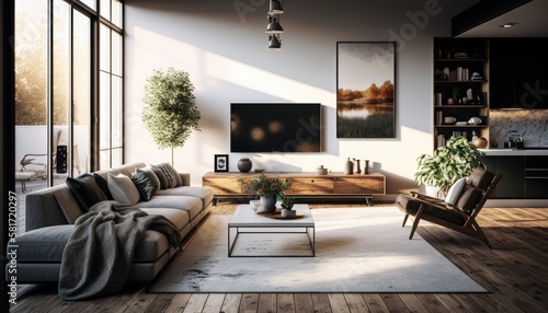 Living room in modern style, design, Generative AI © Sergey