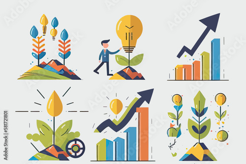 Business growth and investment  vector illustration