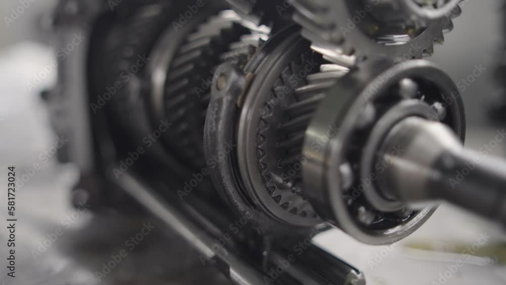 Automotive transmission gearbox in service garage Automotive transmission gearbox in service garage