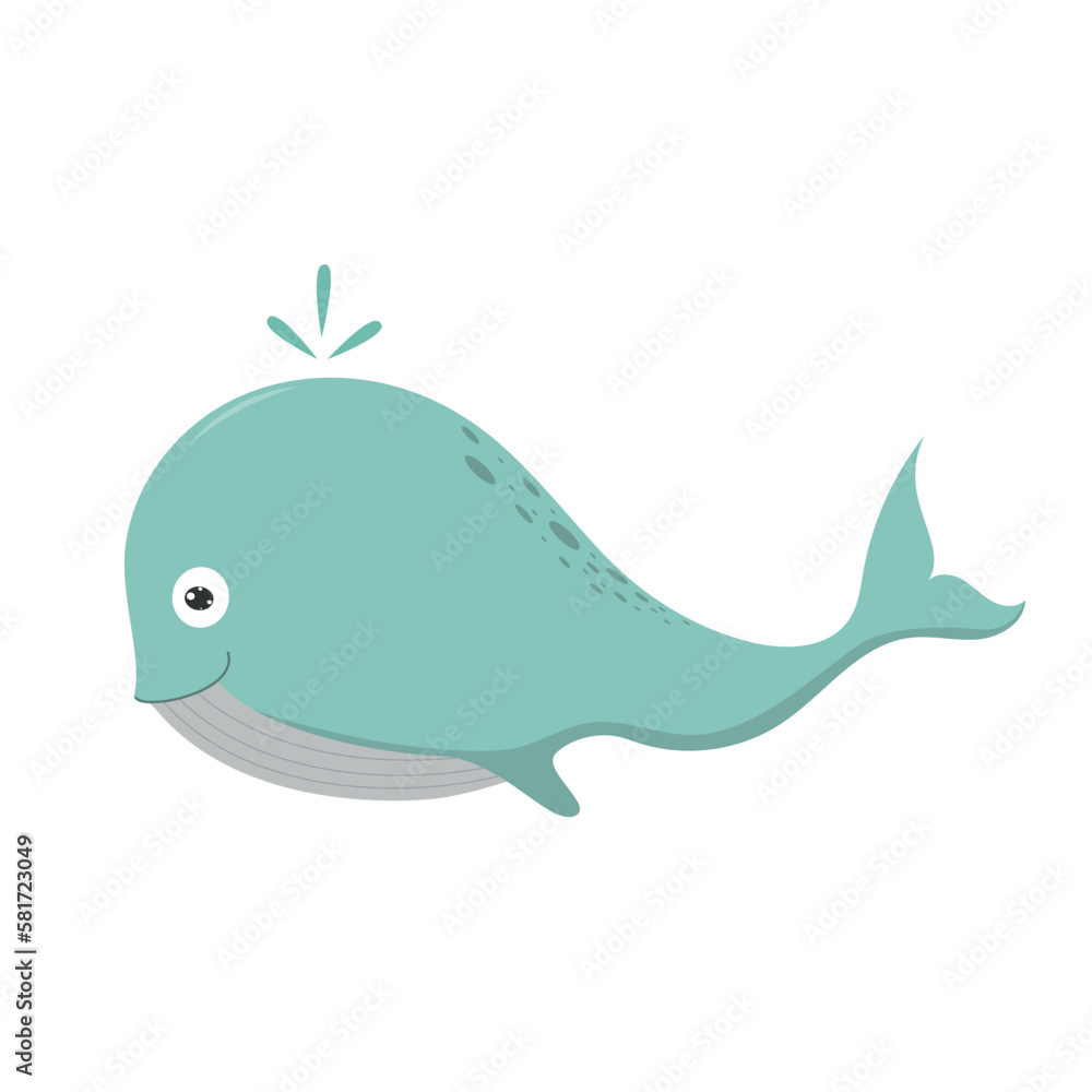 Cartoon whale in a flat style. Vector illustration of a whale isolated on a white background
Cartoon whale in a flat style. Vector illustration of a whale isolated on a white background