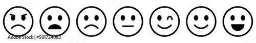 Feedback in form of emotions. Set of emoticons line icons. Vector illustration