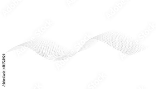 Dotted halftone waves. Flowing wavy lines pattern. Abstract liquid shapes, wave effect dotted gradient texture. Curve textures with halftone circular point isolated on white background