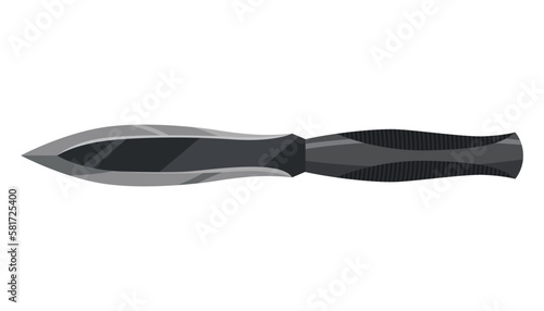 Military hunting knife. Combat weapon blade, vector model type. Trapper sword or hunter knife blade. Protection concept. Warrior blade or jackknife on white background