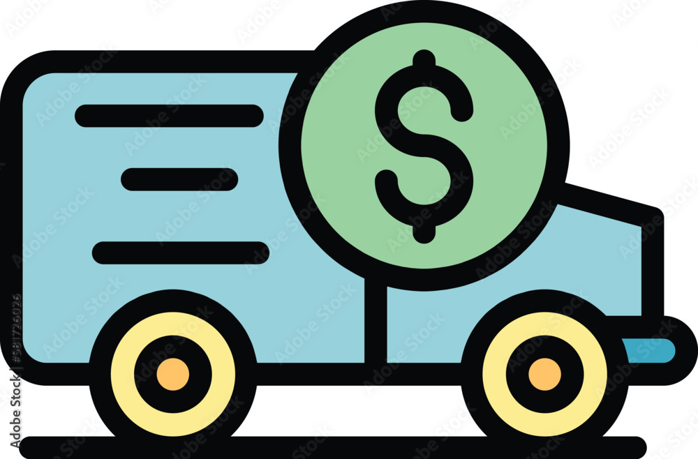 Dollar car icon. Outline Dollar car vector icon for web design isolated on white background color flat Dollar car icon. Outline Dollar car vector icon for web design isolated on white background color flat