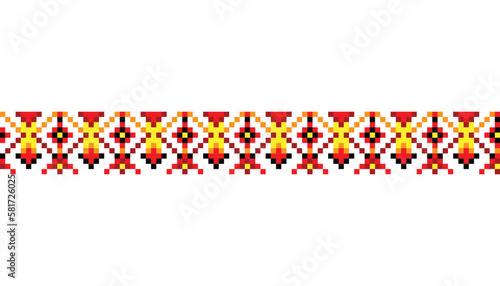 Ukrainian traditional embroidery. Pattern for cross stitching decoration. Cross-stitch traditional folk. Vector illustration of ethnic seamless ornamental geometric design