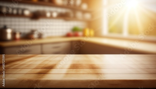 kitchen mockup empty background for product presentation with ustensils photo