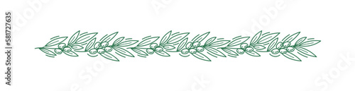 Olive tree branches floral ornament. Line pattern background. Editable outline stroke. Vector line.