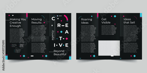 Creative Agency  trifold brochure template. A clean, modern, and high-quality design tri fold brochure vector design. Editable and customize template brochure
