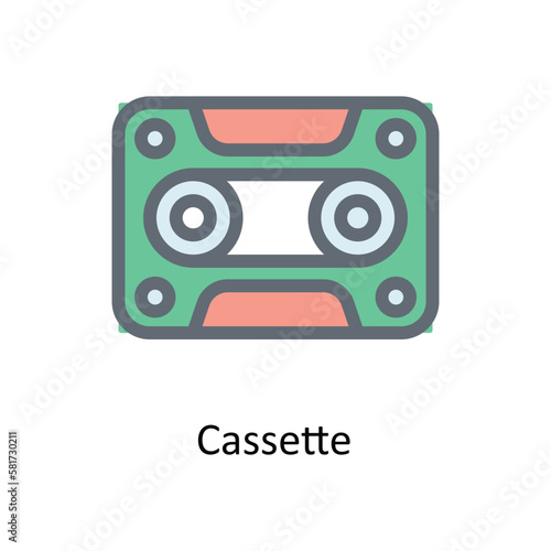 Cassette Vector Fill outline Icons. Simple stock illustration stock