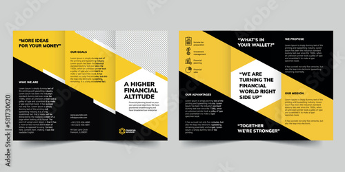 Financial Advisor  trifold brochure template. A clean, modern, and high-quality design tri fold brochure vector design. Editable and customize template brochure