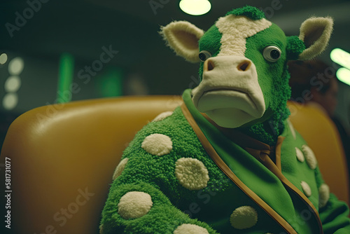 Very weird green cow, Generative AI