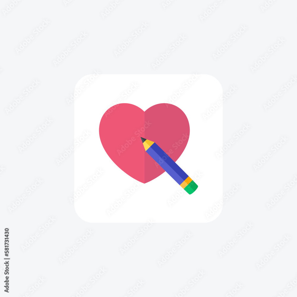 Heart list, pen, fully editable vector fill icon
Heart list, pen, fully editable vector fill icon