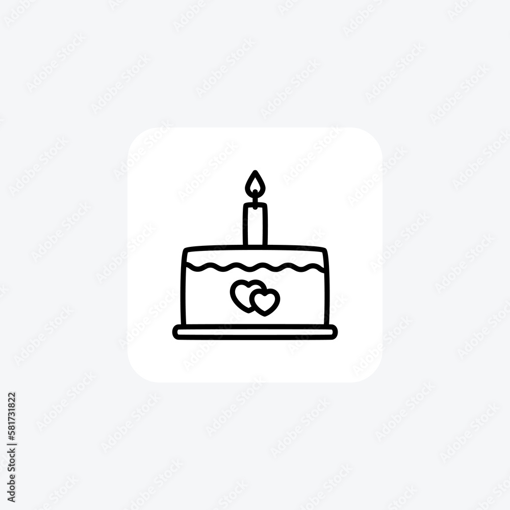 Cake, love fully editable vector line icon
Cake, love fully editable vector line icon