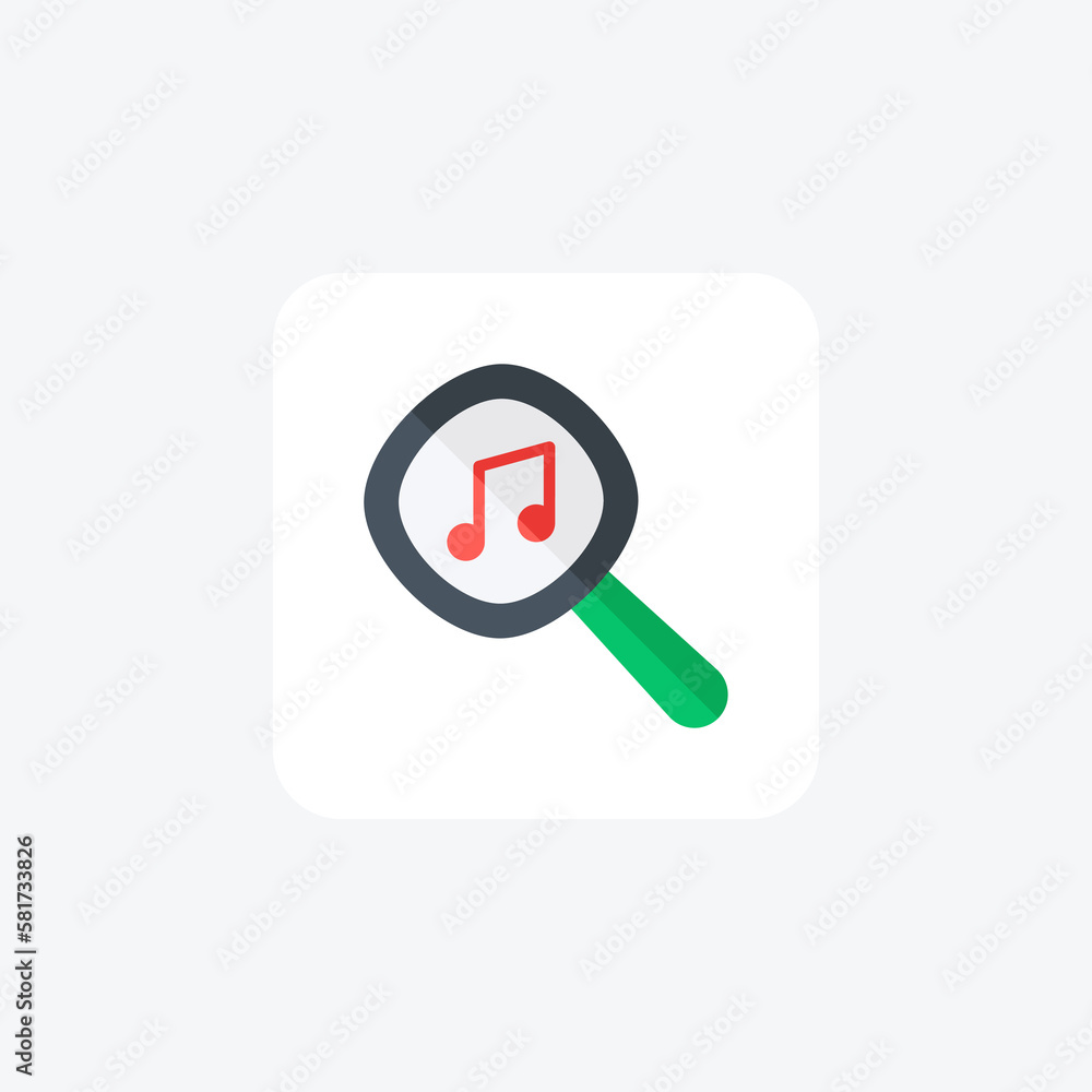 Magnifier music fully editable vector fill icon

