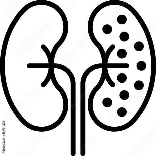 Kidneys diabetes thin line icon. Chronic disease. Vector illustration.