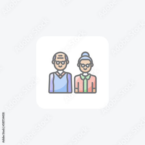 Family, grandma, grandpa fully editable vector fill icon

