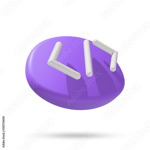 3D rendered purple code icon