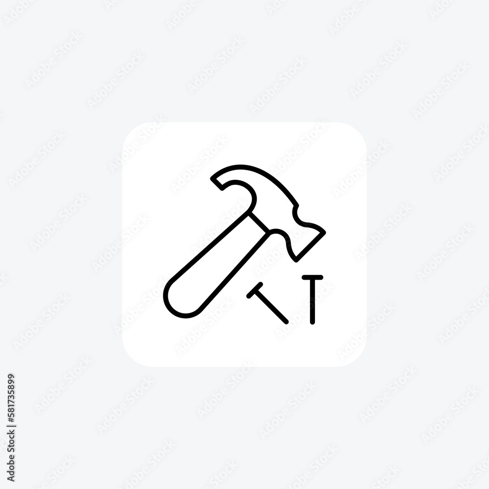 Carpenter, hammer fully editable vector fill icon
Carpenter, hammer fully editable vector fill icon