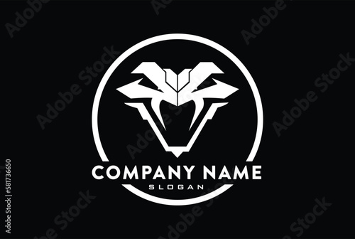 Furious white snake sport vector logo concept isolated on white background. Modern professional team badge design.