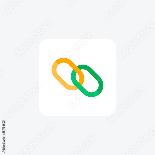 Chain, hyperlink fully editable vector flat icon

