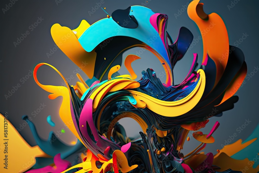 abstract colorful background with splashes. Generative AI.